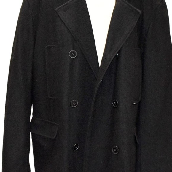 NWT Guess Black Wool-blend Double-breasted Front Pockets Pea Coat Size XL - Picture 5 of 13